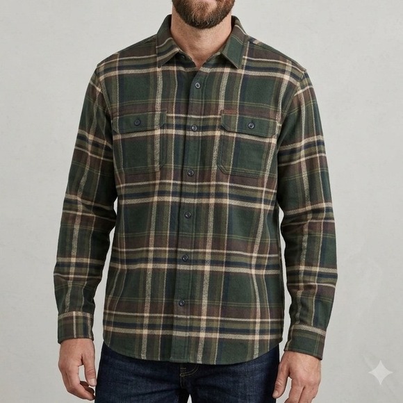 Orvis Other - Orvis Shacket Mens XXL Green Plaid Heavyweight Flannel Button Down‎ Shirt Jacket